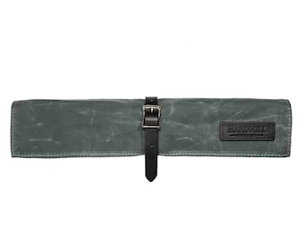 Waxed Canvas Compact Knife Roll - 4-Slot Chef Travel Case | Hardmill