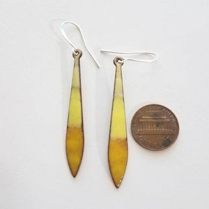 Yellow Ombre Copper Enamel Dangle Earrings, Boho Jewelry
