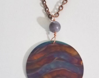 Flame painted copper necklace