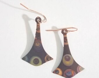 Flame painted copper earrings, copper jewelry, flame colored copper, southwest jewelry, hypoallergenic