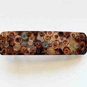 Flame painted copper barrette,  7th anniversary gift, french barrette, hair accessory, beautiful barrette, large barrette, 4 inch barrette