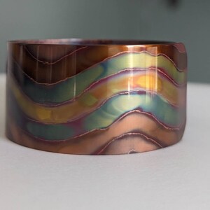 Flame Painted Copper Bracelet, copper cuff, southwest, copper, colorful copper cuff, bracelet, copper bangle, one of a kind, 7th anniversary image 2