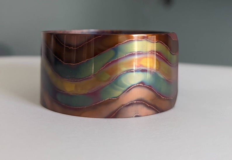 Flame Painted Copper Bracelet, copper cuff, southwest, copper, colorful copper cuff, bracelet, copper bangle, one of a kind, 7th anniversary image 2