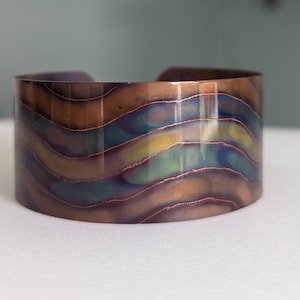 Flame Painted Copper Bracelet, copper cuff, southwest, copper, colorful copper cuff, bracelet, copper bangle, one of a kind, 7th anniversary