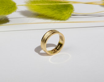 Wide ring band with minimal texture, stacking ring made of gold filled silver or 9K 14K gold