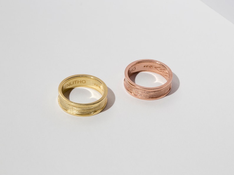 Wide ring band with minimal texture, stacking ring made of gold filled silver or 9K 14K gold image 10