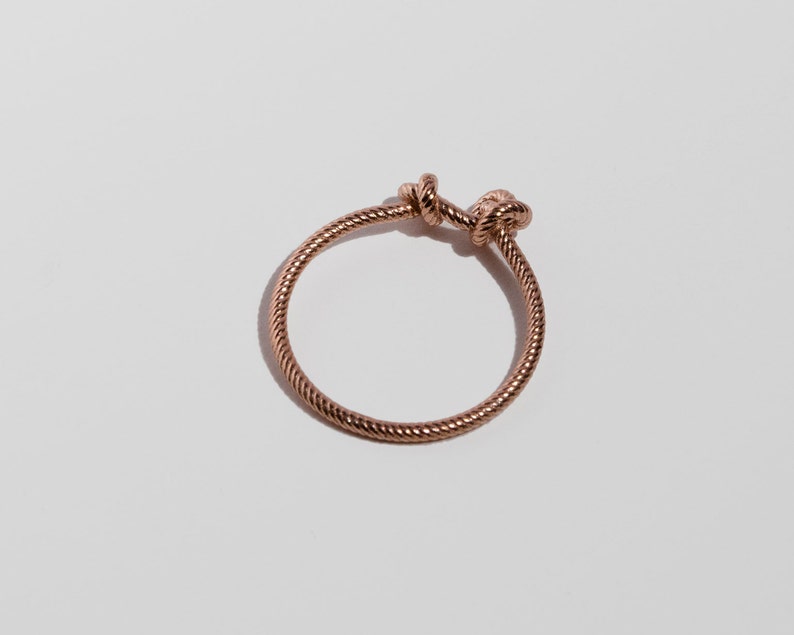 dainty anniversary ring Love knot rose gold rope ring 9K 14K gold gold filled silver