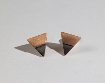 Rose Gold Triangle Stud Earrings, Gold Plated Silver, Geometric Jewelry