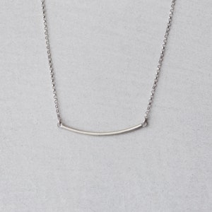 Simple silver bar pendant, layering necklace image 3