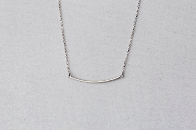 Simple silver bar pendant, layering necklace image 3