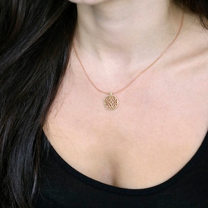 Rose gold plated pendant with symmetric charm, dainty layering pendant, gold filled silver image 5