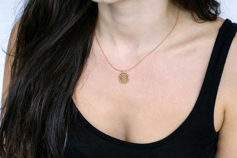 Rose gold plated pendant with symmetric charm, dainty layering pendant, gold filled silver image 5
