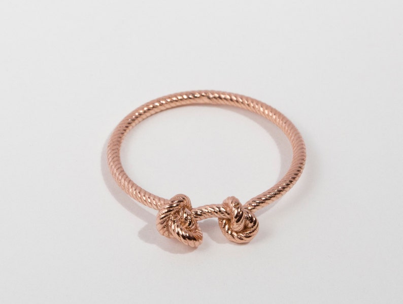 dainty anniversary ring Love knot rose gold rope ring 9K 14K gold gold filled silver