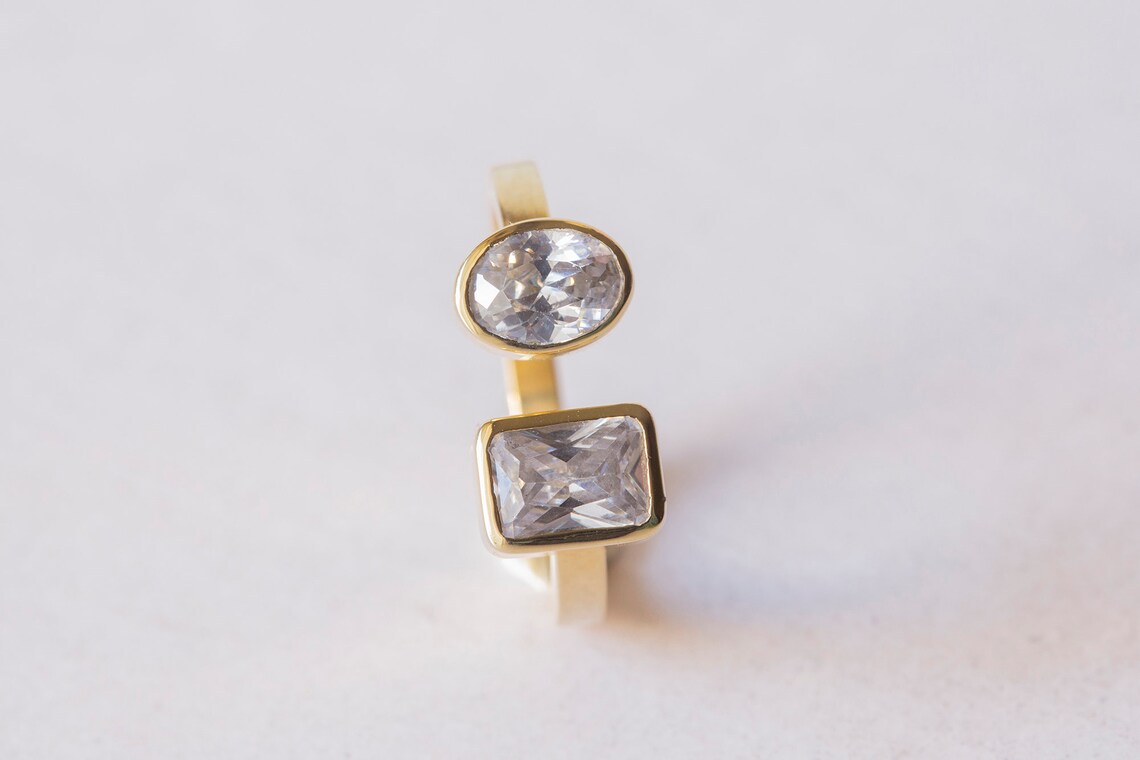 Gold Filled Open Engagement Ring Minimalist Wedding Ring Etsy