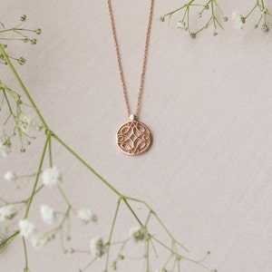 Rose gold plated pendant with symmetric charm, dainty layering pendant, gold filled silver image 4