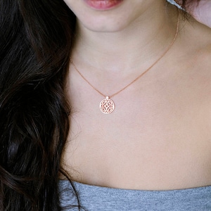 Rose gold plated pendant with symmetric charm, dainty layering pendant, gold filled silver image 2