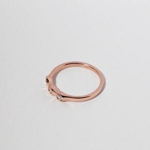 Delicate Three Stone Rose Gold Ring, Zircon Stacking Band, Gold-Filled Silver, solid gold 9K & 14K image 5