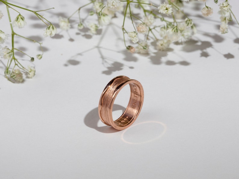 Wide ring band with minimal texture, stacking ring made of gold filled silver or 9K 14K gold image 7