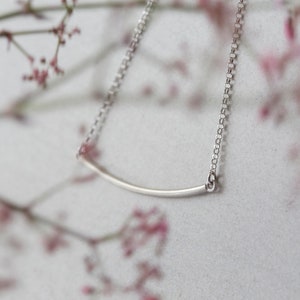 Simple silver bar pendant, layering necklace image 2