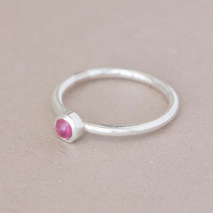 Pink tourmaline stackable ring, October birthstone, sterling silver image 2