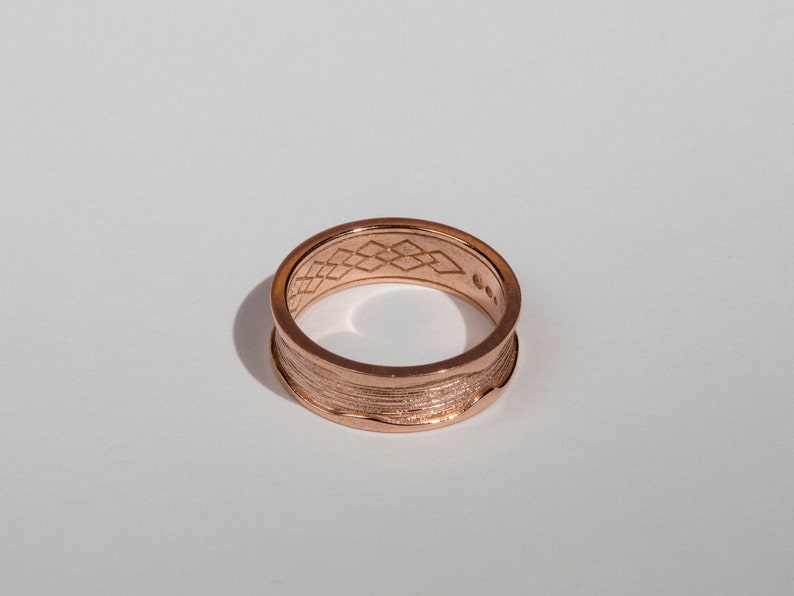 Wide ring band with minimal texture, stacking ring made of gold filled silver or 9K 14K gold image 5