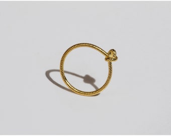 Dainty 14K Solid Gold Knot Ring: Minimalist Layering Ring