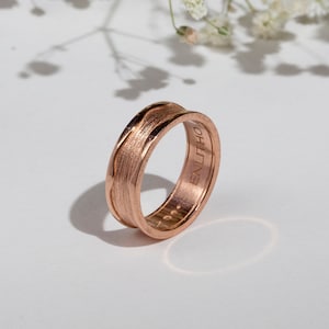 Wide ring band with minimal texture, stacking ring made of gold filled silver or 9K 14K gold image 1