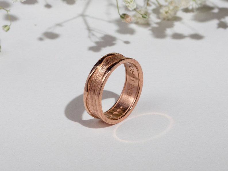 Wide ring band with minimal texture, stacking ring made of gold filled silver or 9K 14K gold image 1