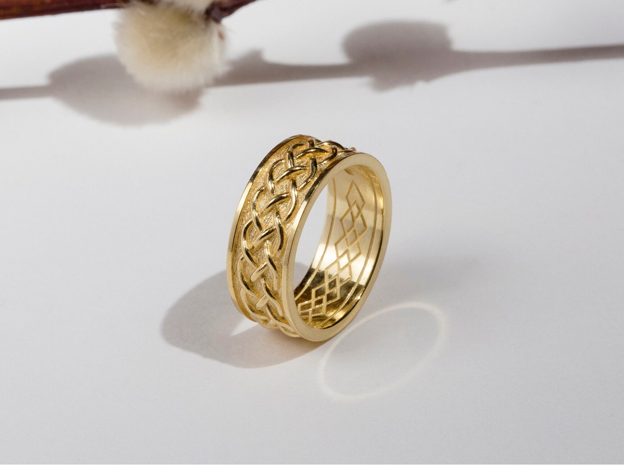 Gold Irish Knot Ring Unisex Celtic Weave Ring Minimalist Knot