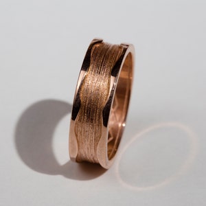 Wide ring band with minimal texture, stacking ring made of gold filled silver or 9K 14K gold image 3