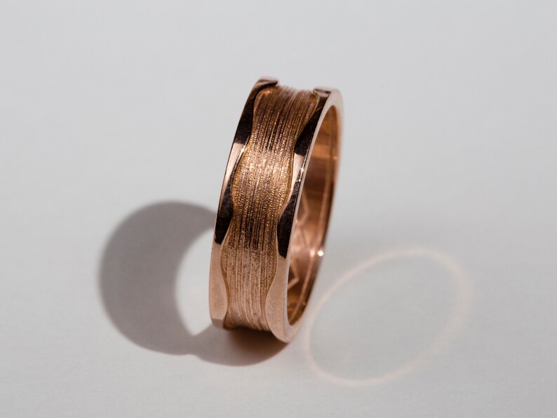 Wide ring band with minimal texture, stacking ring made of gold filled silver or 9K 14K gold image 3