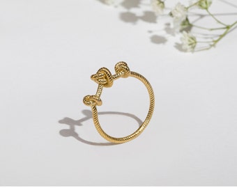 14K Solid Gold Triple Knot Ring: Minimalist Twisted Wire Design