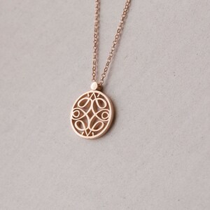 Rose gold plated pendant with symmetric charm, dainty layering pendant, gold filled silver image 3