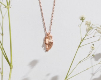 Rose Gold Egyptian Face Pendant: Layering Necklace