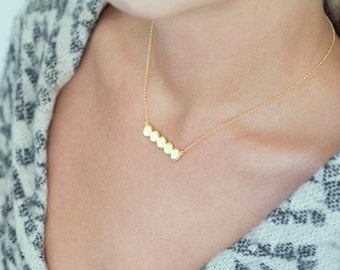 Geometric gold plated circle necklace - dainty layering pendant