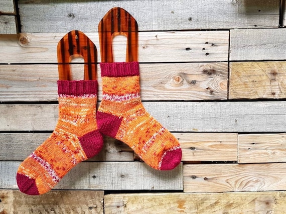 Hand Knitted Socks Orange