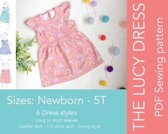 Baby dress pattern/ Toddler dress pattern/ Kid dress pattern - PDF Sewing Pattern. The Lucy Dress