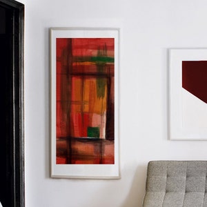 Red large abstract painting - abstract wall decor - abstract art print - printable art - abstract wall art - red and green abstract painting