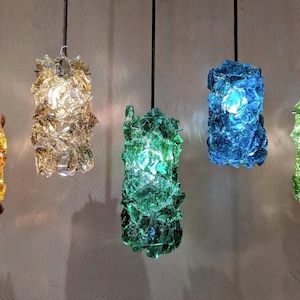 Handmade Colored Glass Mosaic Pendant Light - Custom Modern Lighting