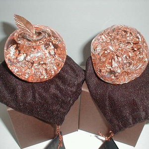 Hand blown glass copper leaf snow-globes - 2 1/2" high - made in Minnesota