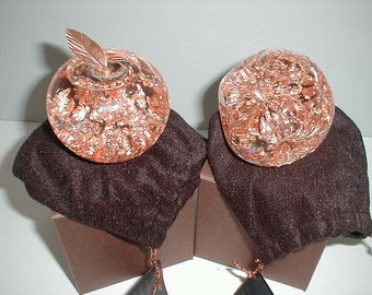 Hand blown glass copper leaf snow-globes - 2 1/2" high - made in Minnesota