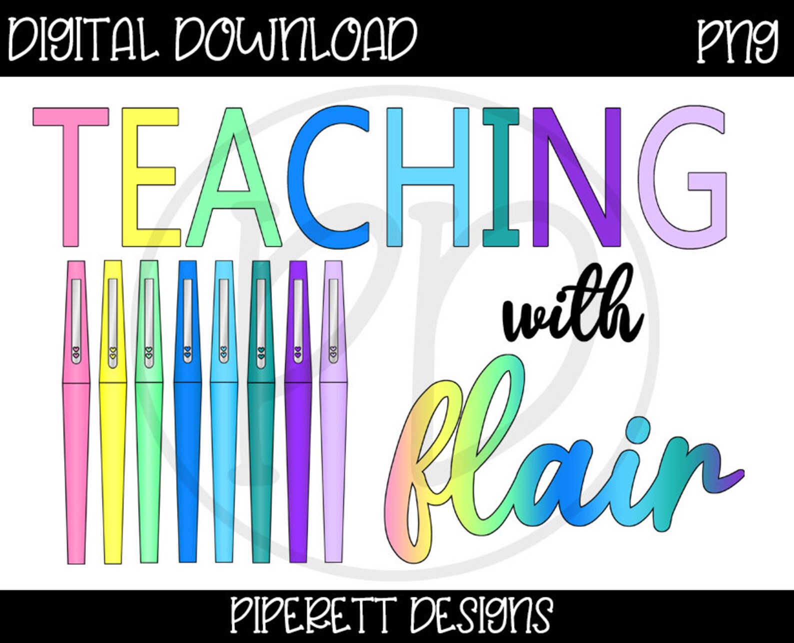 Teaching With Flair Teacher Digital Design Sublimation Clipart | Etsy