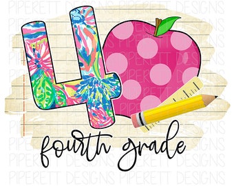 4th Grade Level Shirt Fourth Teacher Apple Colorful Floral - Etsy