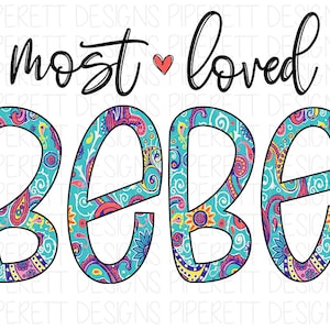 May include: Most loved bebe in turquoise blue, pink, yellow and white paisley pattern.