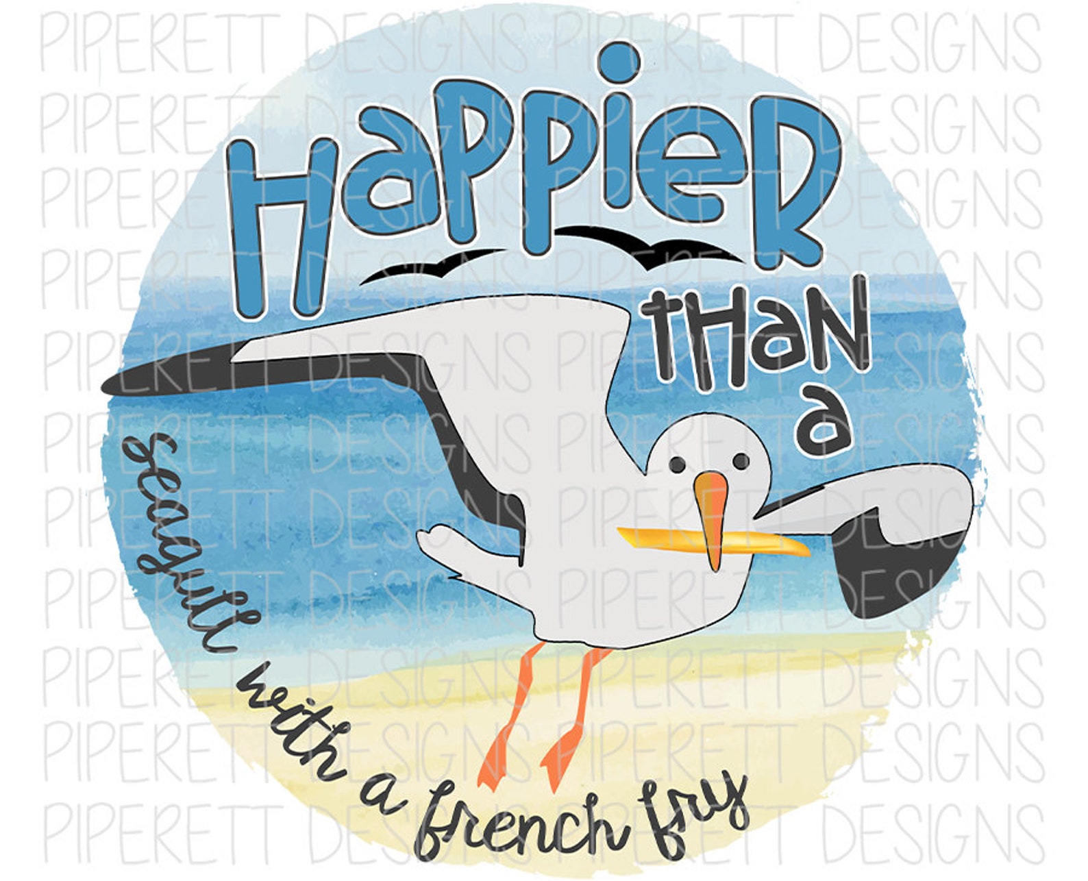 Happier Than a Seagull With a French Fry Beach Ocean Sea Girls | Etsy