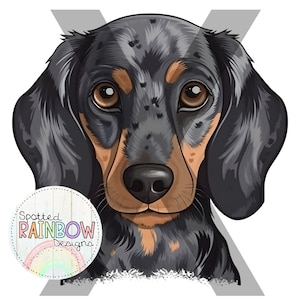 Black Dapple Dachshund Dog Commercial Use Clipart PNG Digital Download Sublimation Shirt Design