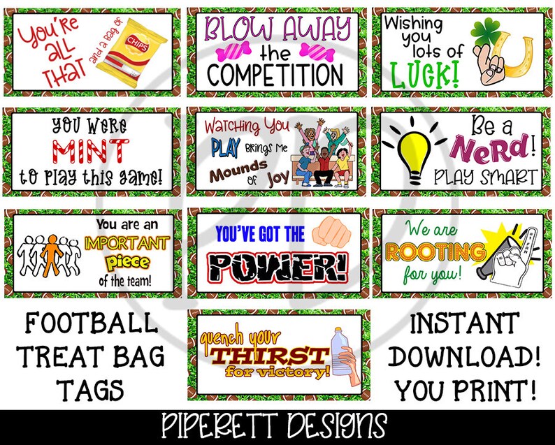 INSTANT DOWNLOAD Printable Football Team Treat Goody Candy Bag Etsy