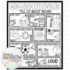 DIY Printable Traceable Jumbo Anchor Chart Template Adjectives Language Arts Classroom Tools Graphic Organizer 2nd Grade Reading Teacher