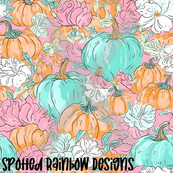 COMMERCIAL USE Preppy Colorful Seamless Pattern Digital Paper Background Fall Pumpkins