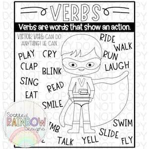 DIY Printable Traceable Jumbo Anchor Chart Template Verbs Language Arts Classroom Tools Graphic Organizer 2nd Grade Reading Teacher